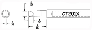 Hexacon CT201X Soldering Tips | 5/32 Full Chisel (for HTC5520 & Phenix Classic)