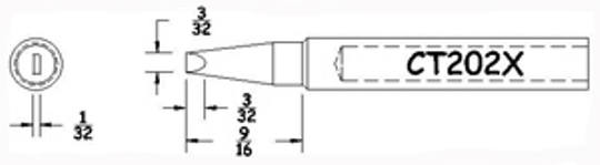 Hexacon CT202X Soldering Tips | 3/32 Semi-Chisel (for HTC5520 & Phenix Classic) - Image 2