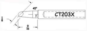 Hexacon CT203X Soldering Tip | 1/8 | 45° Conical-Bevel (for HTC5520 & Phenix Classic)