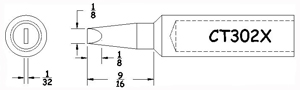 Hexacon CT302X Soldering Tip | 7/32 | Full-Chisel (for HTC5520 & Phenix Ultra)