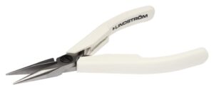Lindström 7890 Medium Precision Chain-Nose Pliers | Smooth Jaws | ESD-Safe White Handles | 5.25"