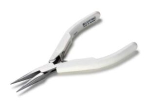 Lindström 7891 Medium Precision Snipe-Nose Pliers | Serrated Jaws | ESD-Safe White Handles | 5.25"