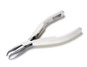 Lindström 7892 Medium Precision Snipe-Nose Pliers | 60° Bent Tip | Smooth Jaws | ESD-Safe White Handles | 5-1/8"