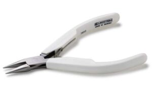 Lindström 7893 Small Precision Short-Snipe-Nose Pliers | Smooth Jaws | ESD-Safe White Handles