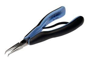 Lindström RX-7892 Medium Precision Snipe-Nose Pliers | 60° Bent Tip |  Smooth Jaws | ESD -  Ergonomic Handles | 5-1/8"