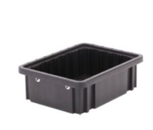 Metro TB91035CAS ESD-Safe Tote Box | Black Conductive | Stackable | 10-7/8 x 8.25 x 3.5" o.d.