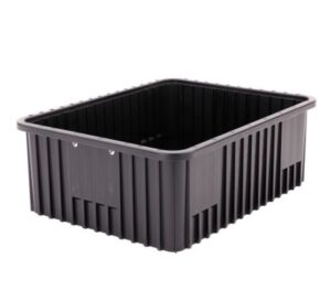 Metro TB93080CAS ESD-Safe Tote Box | Black Conductive | Stackable | 22.5 x 17.5 x 8" o.d.