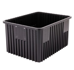 Metro TB93120CAS ESD-Safe Tote Box | Black Conductive | Stackable | 22.5 x 17.5" x 12" o.d.
