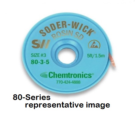 Soder-Wick 80-4-5 RosinSD Desoldering Braid | Blue | .110"( 2.8mm) | 5'L | Large Pads