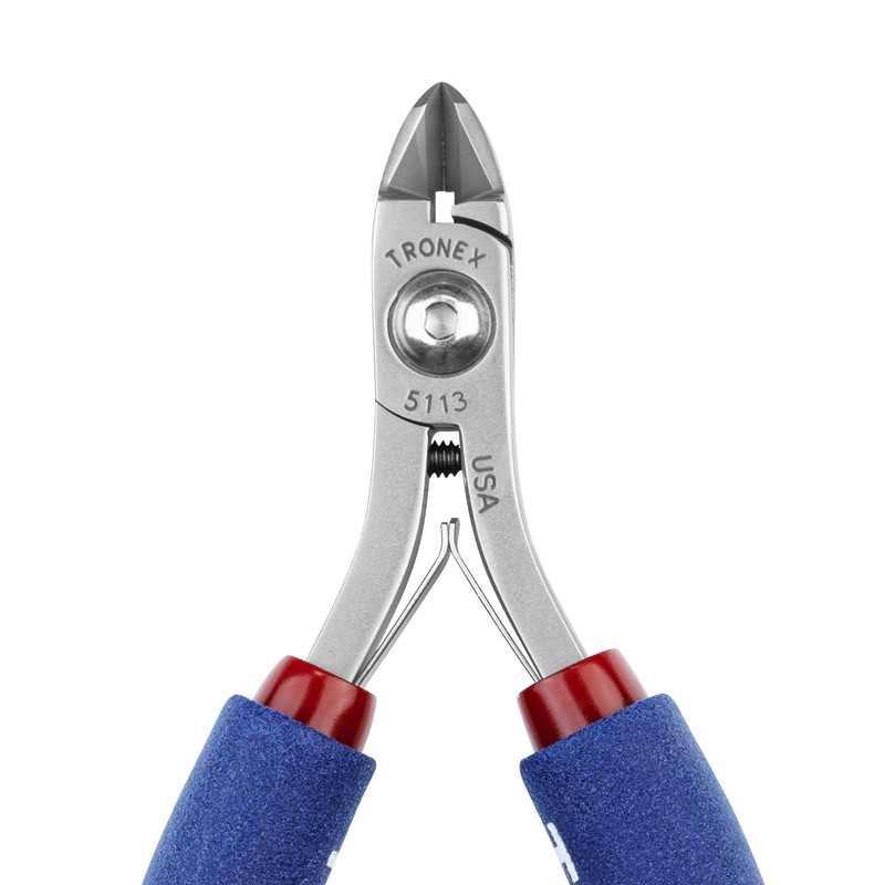 Tronex 5113 Medium Oval Head Cutter | Extra-Sharp Razor-Flush® Cut | ESD-Safe Cushion Grips | 38-18 AWG | 5" - Image 5