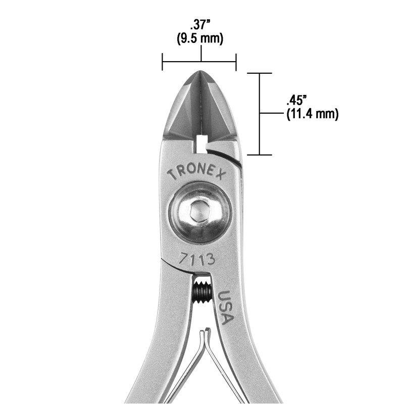 Tronex 5113 Medium Oval Head Cutter | Extra-Sharp Razor-Flush® Cut | ESD-Safe Cushion Grips | 38-18 AWG | 5" - Image 3