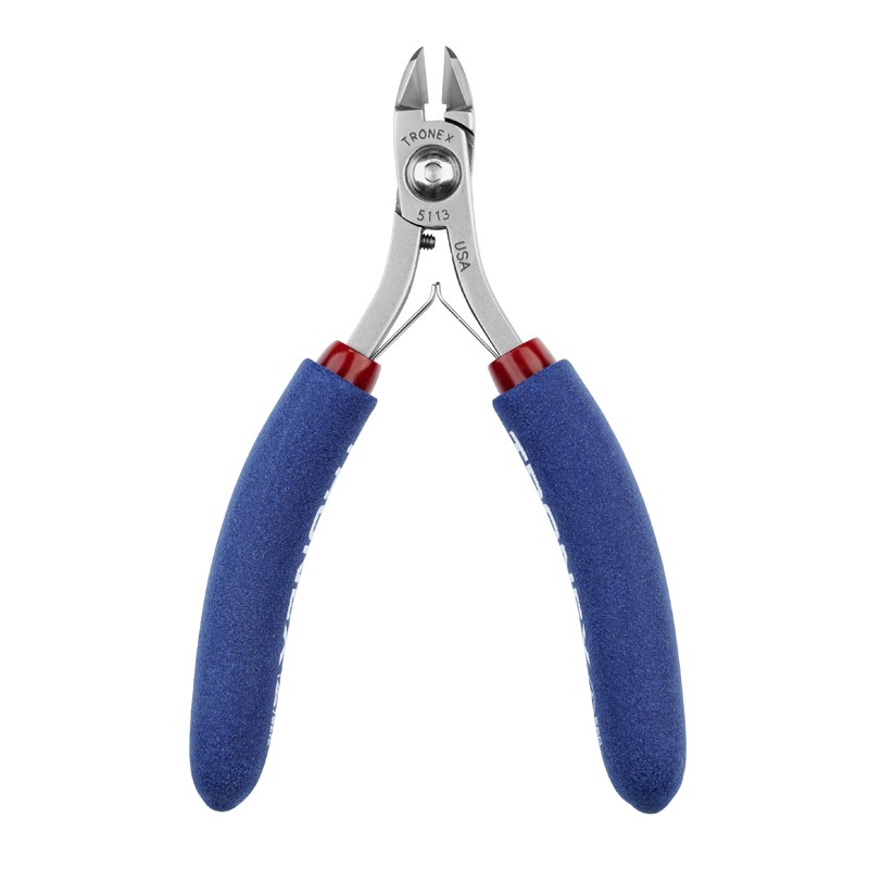 Tronex 5113 Medium Oval Head Cutter | Extra-Sharp Razor-Flush® Cut | ESD-Safe Cushion Grips | 38-18 AWG | 5" - Image 7
