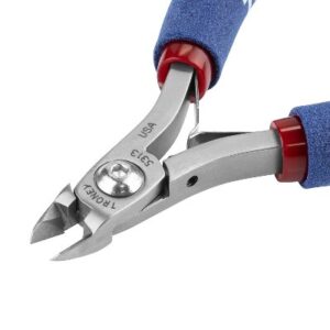 Tronex 7313 Mini Oval Head Cutters | Extra-Sharp Razor-Flush® Cut | ESD-Safe Cushion Grips |  Long Ergo Handle | 38-20 AWG