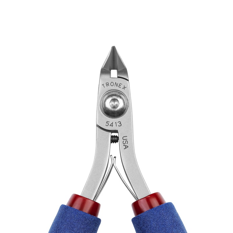 Tronex 7413 Mini Taper-Head Cutter | Extra-Sharp Razor-Flush® Cut | ESD-Safe Cushion Grips | Long Ergo Handle | 38-20 AWG - Image 4