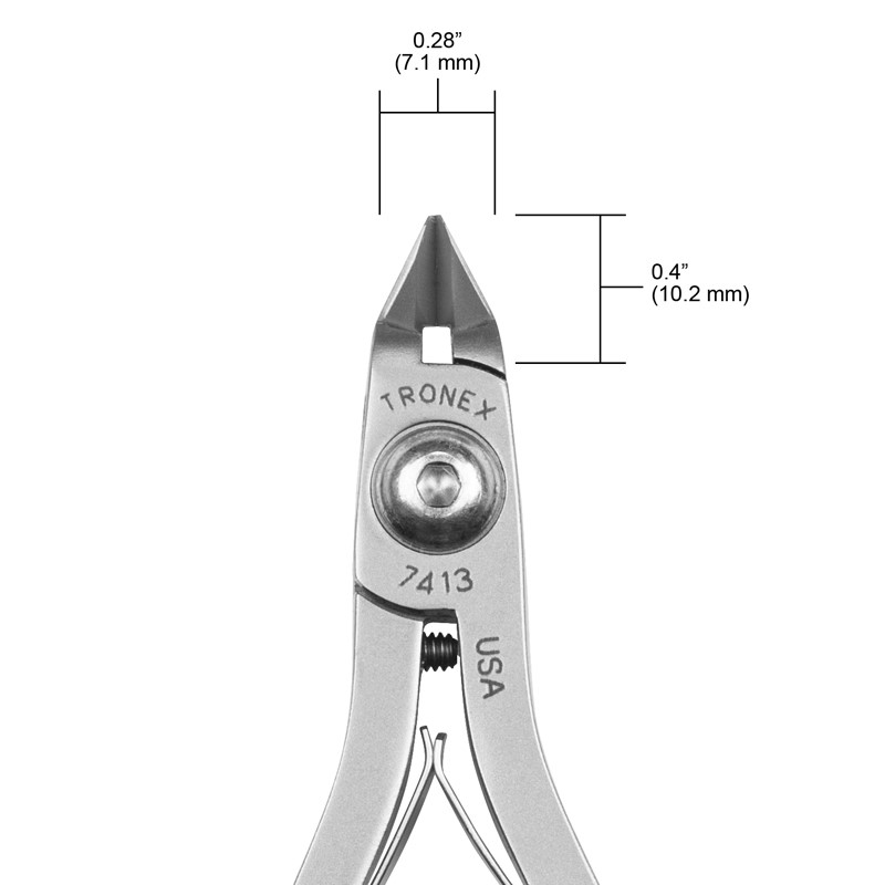 Tronex 7413 Mini Taper-Head Cutter | Extra-Sharp Razor-Flush® Cut | ESD-Safe Cushion Grips | Long Ergo Handle | 38-20 AWG - Image 7