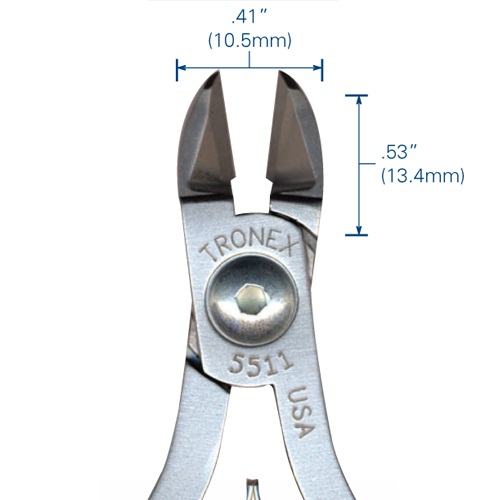 Tronex 5511 Large Oval Head Semi-Flush Cutter | ESD-Safe Cushion Grips | 32-15 AWG | 5" - Image 9