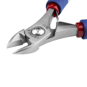 Tronex 5611 Extra-Large Oval Head Semi-Flush Cutter | ESD-Safe Cushion Grips | 26-12 AWG | 5"
