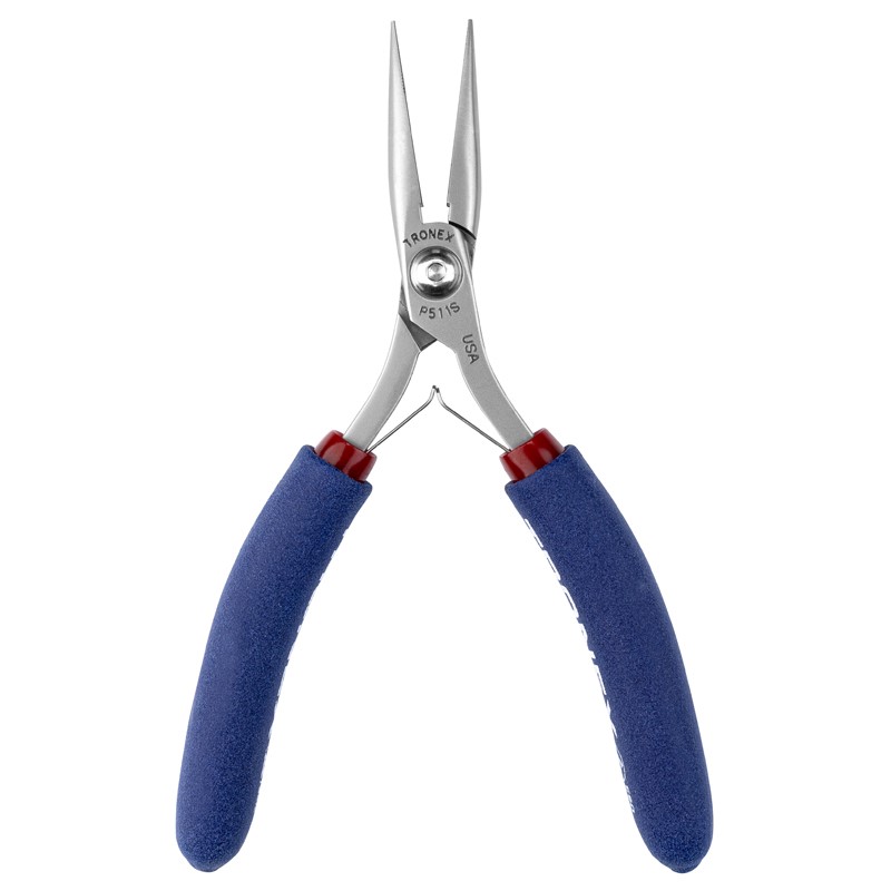 Tronex P511S Chain-Nose Pliers | Serrated Tips | ESD-Safe Cushion Grips | 5" - Image 5
