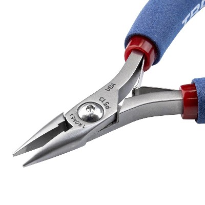 Tronex P713 Chain-Nose Pliers | Short Jaws | Smooth Tips | ESD-Safe Cushion Grips | Long Ergo Handle | 5.9"