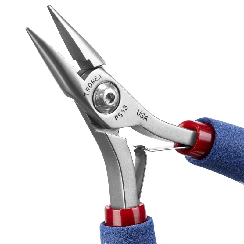 Tronex P713 Chain-Nose Pliers | Short Jaws | Smooth Tips | ESD-Safe Cushion Grips | Long Ergo Handle | 5.9" - Image 4