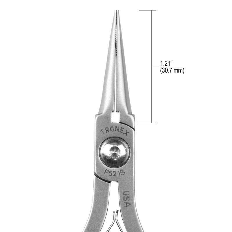 Tronex P721S Needle-Nose Pliers | Long Jaws | Serrated Tips | ESD-Safe Cushion Grips | Long Ergo Handle | 6.4" - Image 3