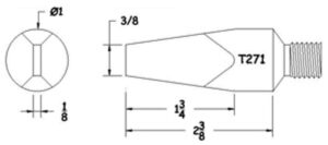 Hexacon T271 Soldering Tip  | 1" Semi-Chisel | Copper Screw-Tip | For SI-170 Iron