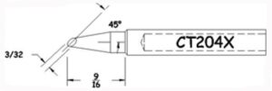 Hexacon CT204X Soldering Tip | 3/32 | 45° Conical-Bevel (for HTC5520 & Phenix Classic)