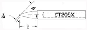 Hexacon CT205X Soldering Tip | 3/64 | 45° Conical-Bevel (for HTC5520 & Phenix Classic)
