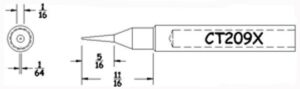 Hexacon CT209X Soldering Tips | 1/64 | Sharp-Conical (for HTC5520 & Phenix Classic)