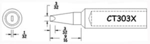 Hexacon CT303X Soldering Tip | 3/32 | Semi-Chisel (for HTC5520 & Phenix Ultra)