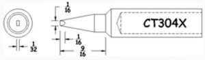 Hexacon CT304X Soldering Tip | 3/32 | Semi-Chisel (for HTC5520 & Phenix Ultra)