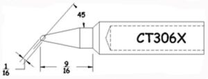 Hexacon CT306X Soldering Tip | 1/16 | 45° Conical-Bevel (for HTC5520 & Phenix Ultra)