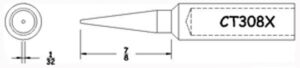 Hexacon CT308X Soldering Tip | 1/32 | Sharp-Conical (for HTC5520 & Phenix Ultra)