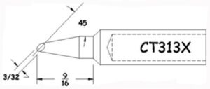 Hexacon CT313X Soldering Tip | 3/32 | Conical-Bevel (for HTC5520 & Phenix Ultra)