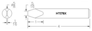 Hexacon HT178X Soldering Tip | 5/8 | Semi-Chisel | for P200,  P250 & 200H Irons