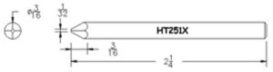 Hexacon HT251X Soldering Tip  |  3/16 Pyramid  for 22A, 26S, P26, 22H & 26H Irons