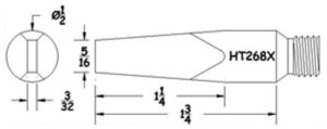Hexacon HT268X Soldering Tip | 1/2 Semi Chisel | Screw Type | for 60 & 85 Irons