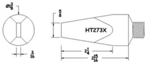 Hexacon HT273X Soldering Tip | 1-3/8" Semi Chisel |  Screw Type | for SI-350 Iron