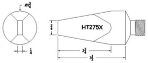 Hexacon HT275X Soldering Tip  | 1-3/4" Semi Chisel | Screw-Type | for SI-800 Iron