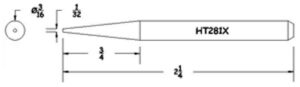 Hexacon HT281X Soldering Tip |  3/16 Sharp Conical | for 22A, 26S, P26, 22H & 26H Irons