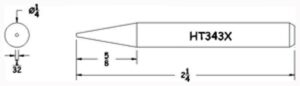 Hexacon HT343X Soldering Tip  | 1/4 Sharp-Conical   (for 23A, 24S & 24H Irons)