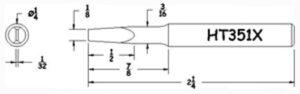 Hexacon HT351X Soldering Tip  | 1/4 Turned-Down Semi-Chisel    (for 23A, 24S & 24H Irons)