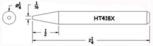 Hexacon HT418X Soldering Tip | 1/4 Semi-Chisel | for 23A, 24S & 24H Irons