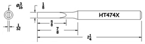 Hexacon HT474X Soldering Tip | 3/16 Turned-Down Full Chisel | for 22A, 26S, P26, 22H & 26H Irons