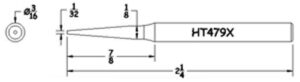 Hexacon HT479X Soldering Tip  |  3/16 Turned-Down Sharp Conical | for 22A, 26S, P26, 22H & 26H Irons
