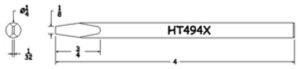 Hexacon HT494D Solderring Tip | /4 Semi-Chisel | for P114, P154 and P214 Irons