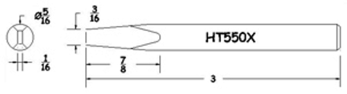 Hexacon HT550X Soldering Tip | 5/16 Semi-Chisel | for P35 and 35H Irons