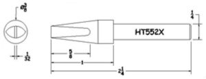 Hexacon HT552X Soldering Tip  | 1/4 Mushroom Conical-Chisel | for 23A, 24S & 24H Irons