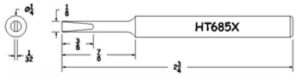 Hexacon HT685X Soldering Tip  | 1/4 Turned-Down Full Chisel | for P30, P34, 30H & 34H Irons