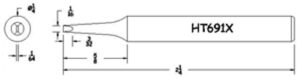 Hexacon HT691X Soldering Tip |  1/4 Turned-Down Full Chisel | for 23A, 24S & 24H Irons